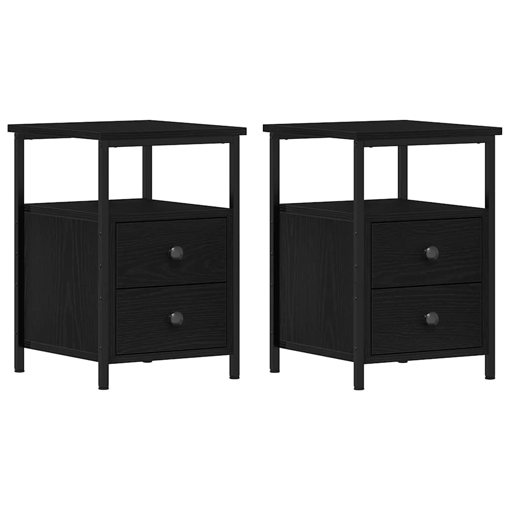 Bedside Cabinets 2 pcs Black Oak 34x35.5x50 cm Engineered Wood